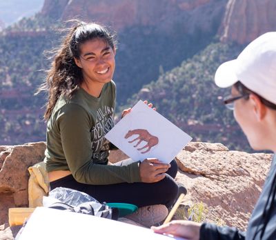 NAU honors students practice canyon country aesthetics art on the reservation.