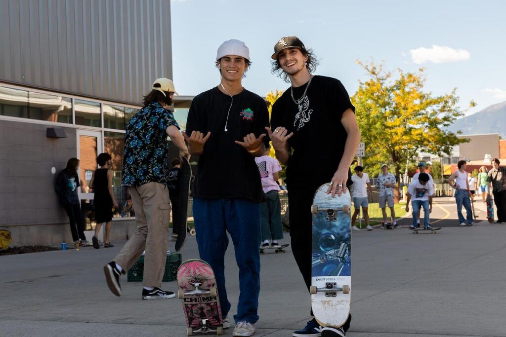 Skate club members joining together for a fun time on the N A U Pedway.