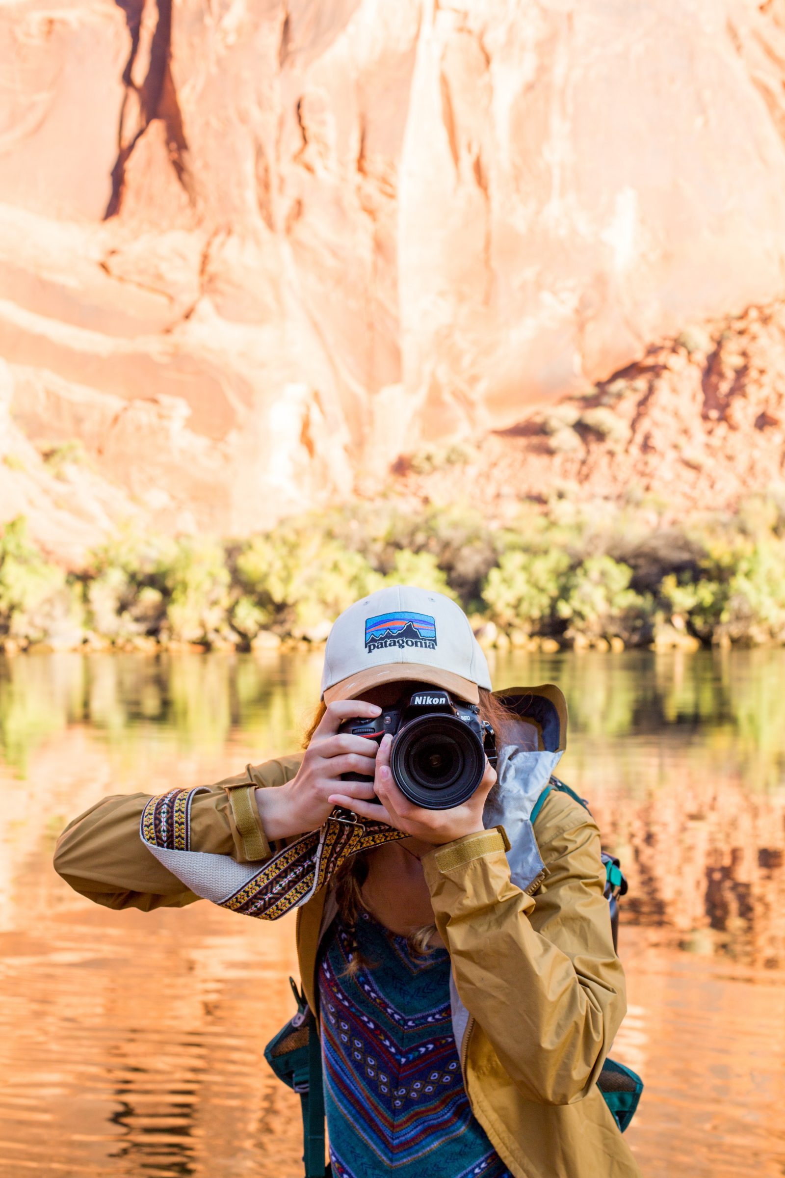 Honors student Claire Sipos takes a picture while at the bottom of the Grand Canyon.