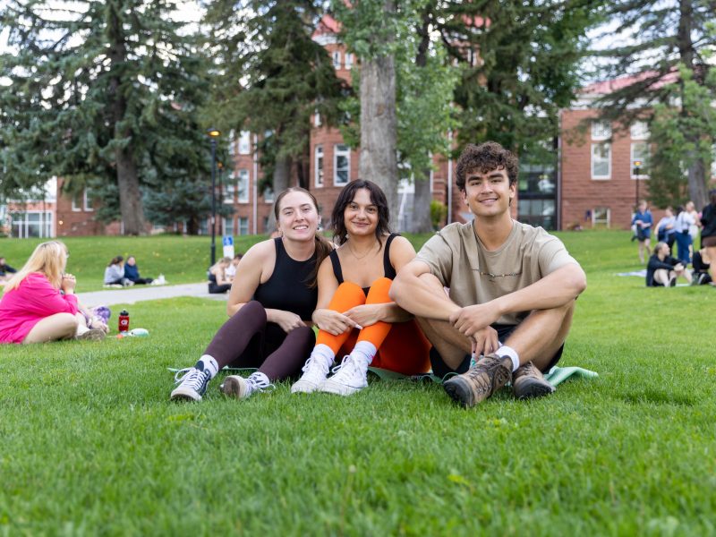 Students do yoga in the quad at N A U