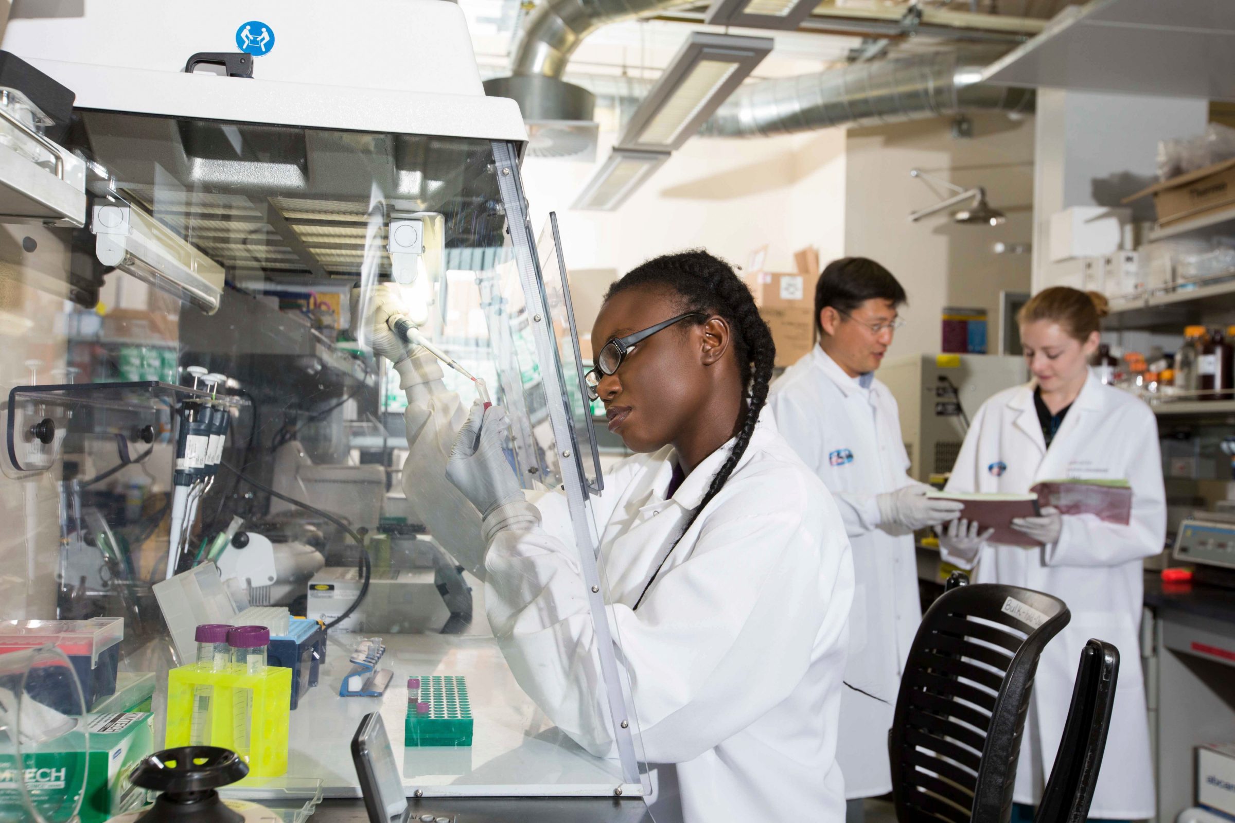 Students working in a STEM lab.