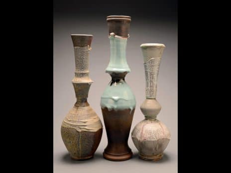 Three ceramic vases by students Matthew Wheeler