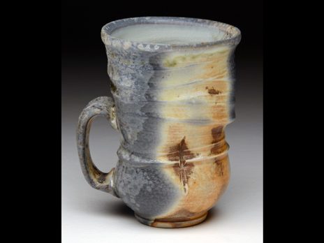 Multicolored ceramic mug by student Matthew Wheeler