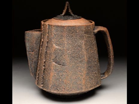 Brown ceramic teapot by student Tolley Rippon