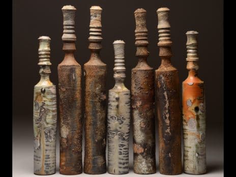 Ceramic bottles sculpted by Professor Jason Hess