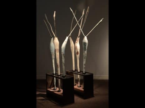 Abstract ceramic sculpture titled Desert Trumpets by Professor Steven Schaeffer
