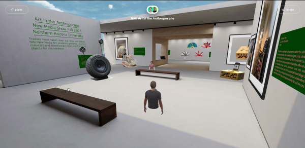 a view of the virtual gallery for the new VR exhibit by NAU School of Art students