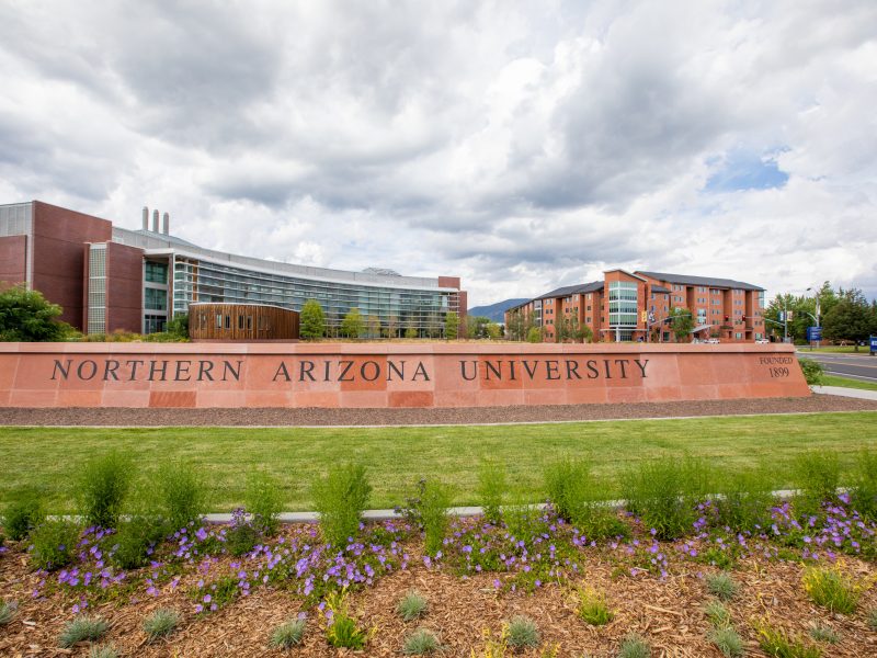 Northern Arizona University campus entrance sign.