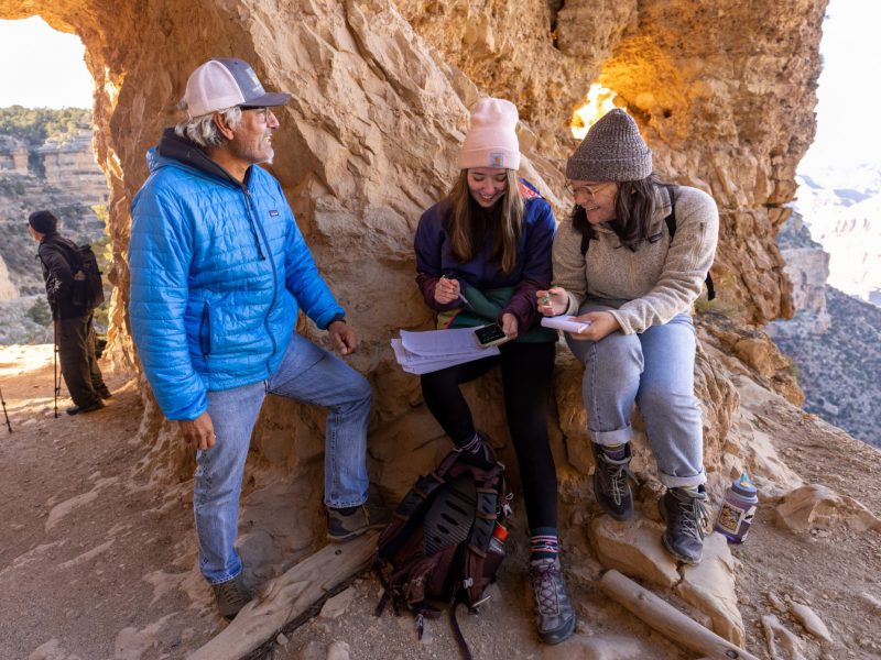 Students take samples and notes at Grand Canyon National Park.
