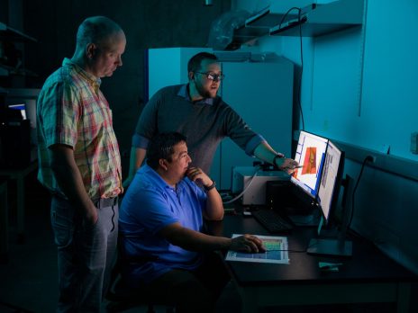 Faculty working in the Mira Laboratory.