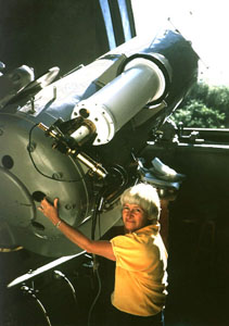 Carolyn at a telescope