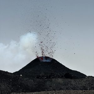 Volcano eruption.