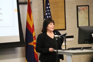 Amanda Aguirre, MA, RD, President and CEO, Regional Center for Border Health, Inc. speaks at the February 18 ABRC workshop.