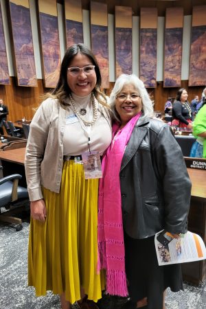 Carmenlita Chief and Senator Sally Ann Gonzales in the post event joint protocol session hosted by the Arizona State Representatives.