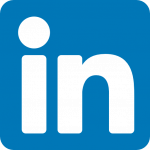 LinkedIn logo with light blue background and white text that is centered and reads "in"