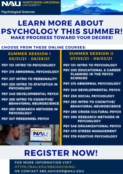 Courses Offered by Department of Psychological Sciences - Summer 2021