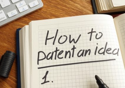Image of book with the text How to patent an idea