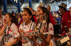 Students participate in a First Lego League Robotics challenge