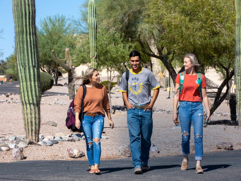 Students walking outside of the Chandler-Gilbert Community College.