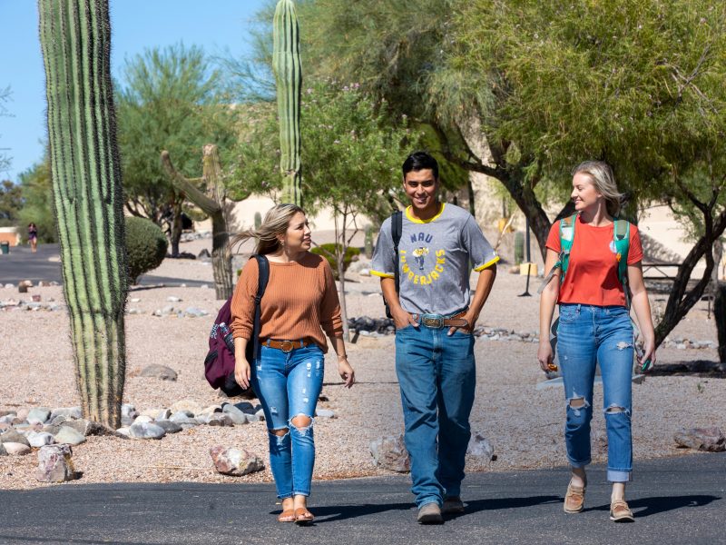 Students walking outside of the Chandler-Gilbert Community College.