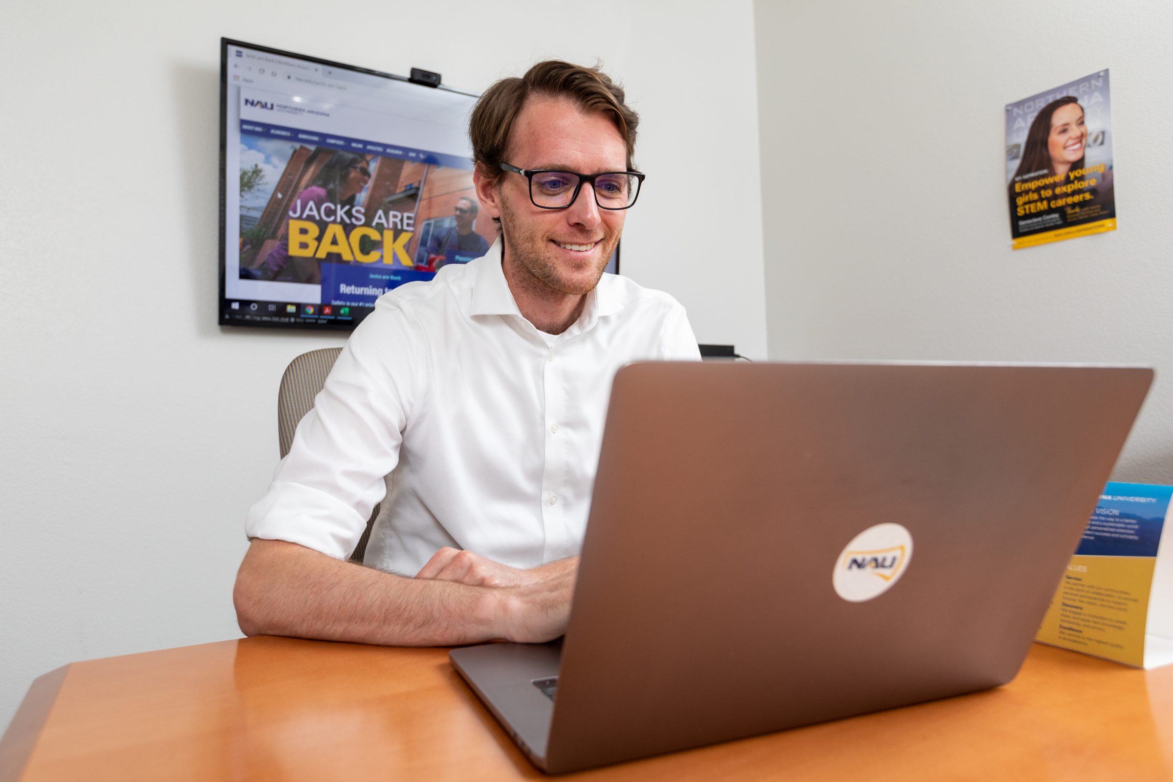 A man working on his computer.