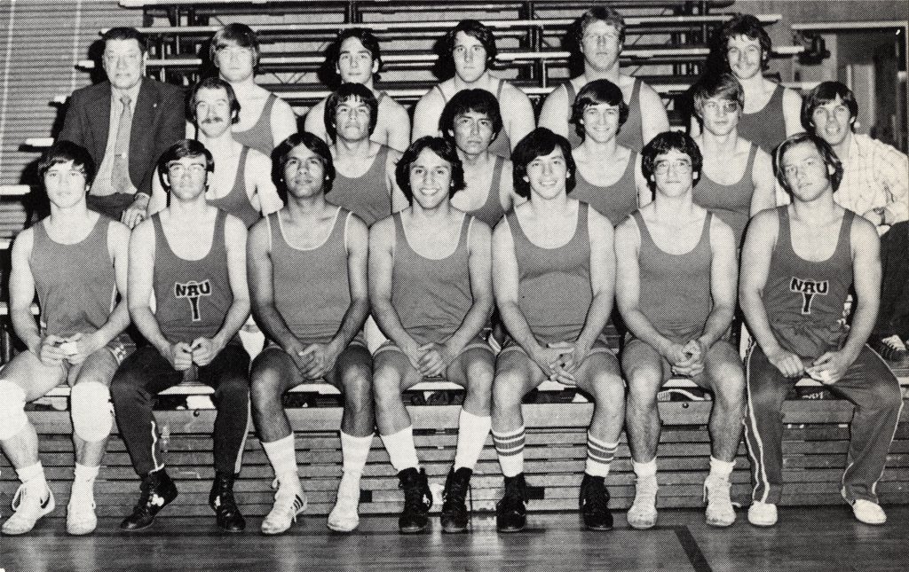Northern Arizona University's Lumberjack Wrestling team sporting "the Axe" in 1978.