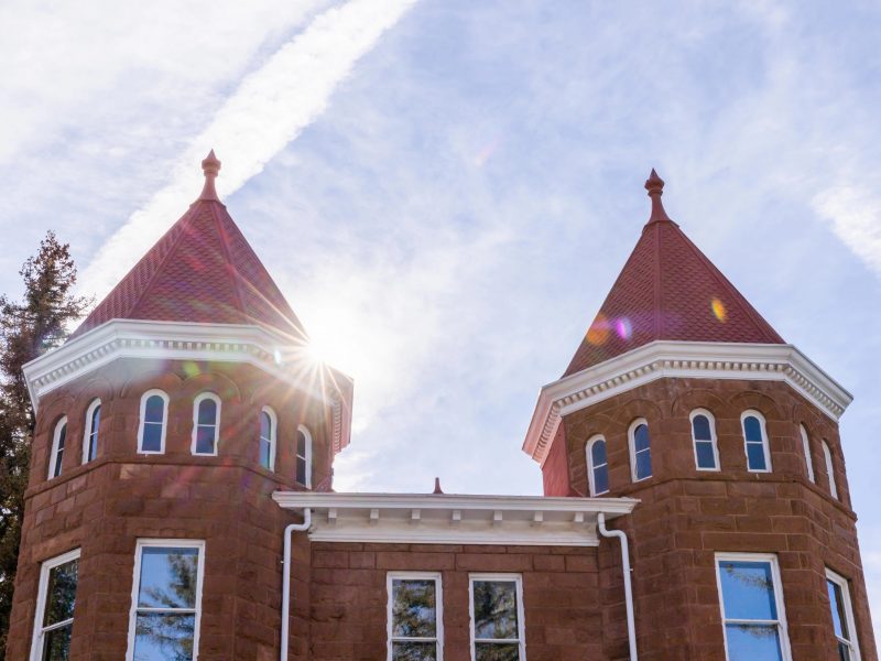 Photograph of the historic Old Main building on the campus of Northern Arizona University.