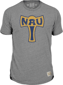 "The Axe," a N A U symbol from the 1970s featured on a shirt from the La Cuesta Collection by College Vault.