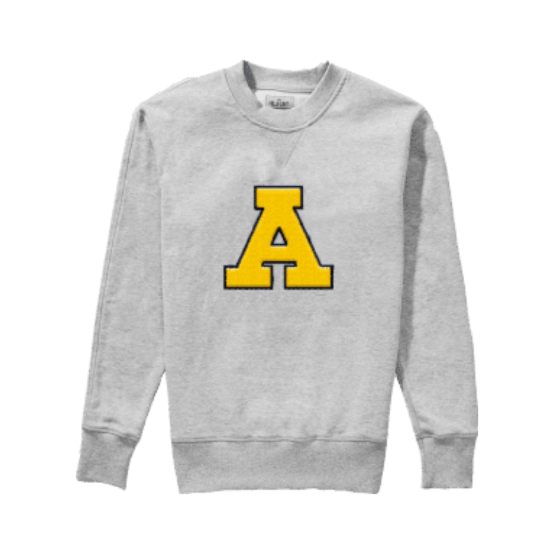 The 'Block A,' a 1940s symbol representing N A U, displayed on a sweatshirt in the La Cuesta Collection by College Vault.