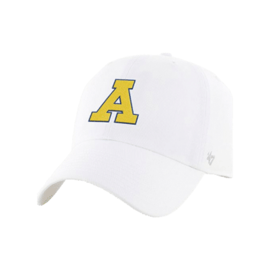 The 'Block A,' a 1940s symbol representing N A U, displayed on a hat in the La Cuesta Collection by College Vault.