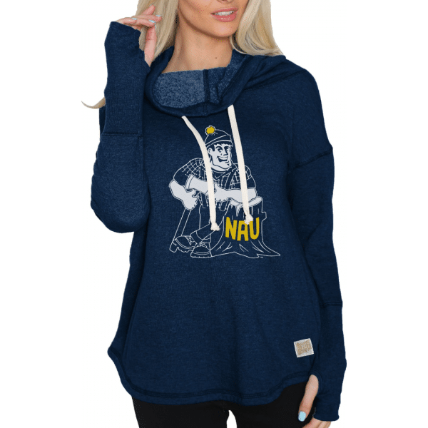 Louie the Lumberjack, N A U's 1987 logo, featured on a hoodie in the La Cuesta Collection by College Vault.