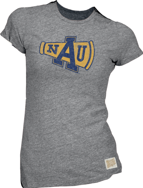 "The Megaphone" a N A U symbol from the 1960s featured on a shirt from the La Cuesta Collection by College Vault.