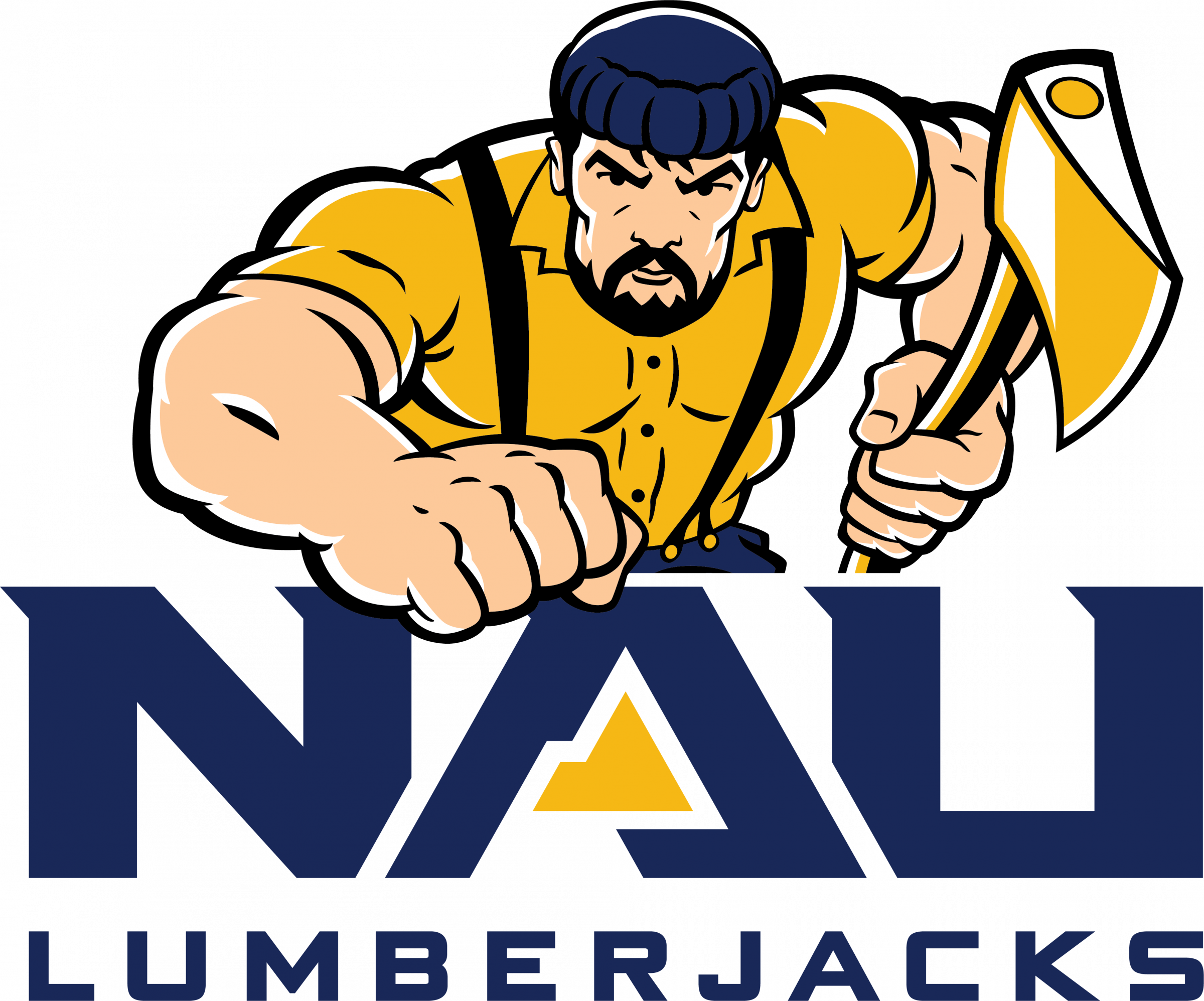 Northern Arizona University's full color wordmark with Louie the Lumberjack.