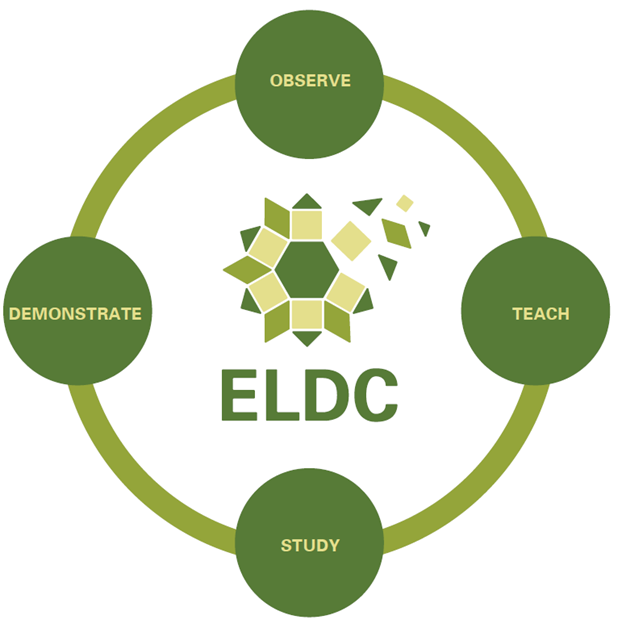 ELDC graphic with circle linking observe-teach-study-demonstrate