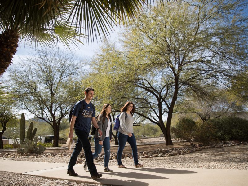 Students walking on community college campus