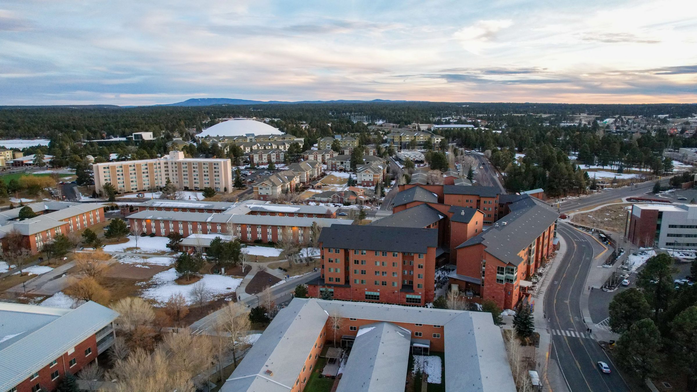 An aerial view of NAU's Flagstaff Mountain Campus.