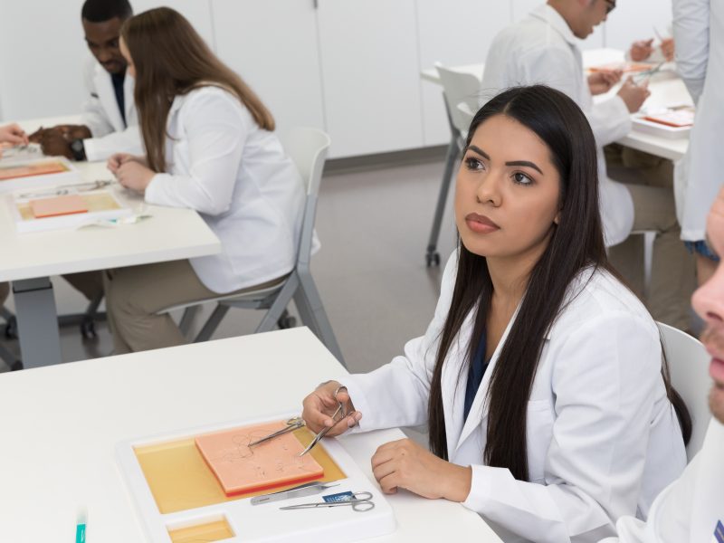 A Northern Arizona University Physician Assistant Program student in class.