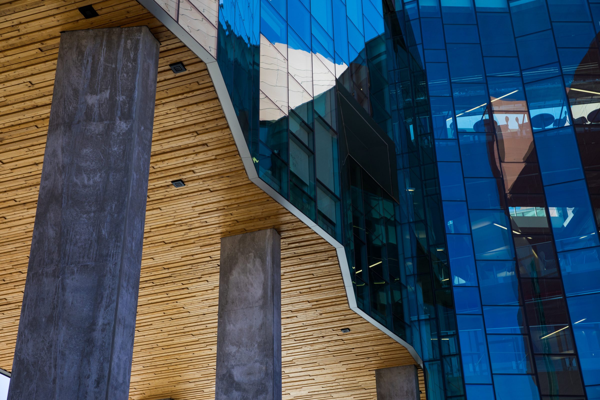 Close up view of the architectural details on the science building.