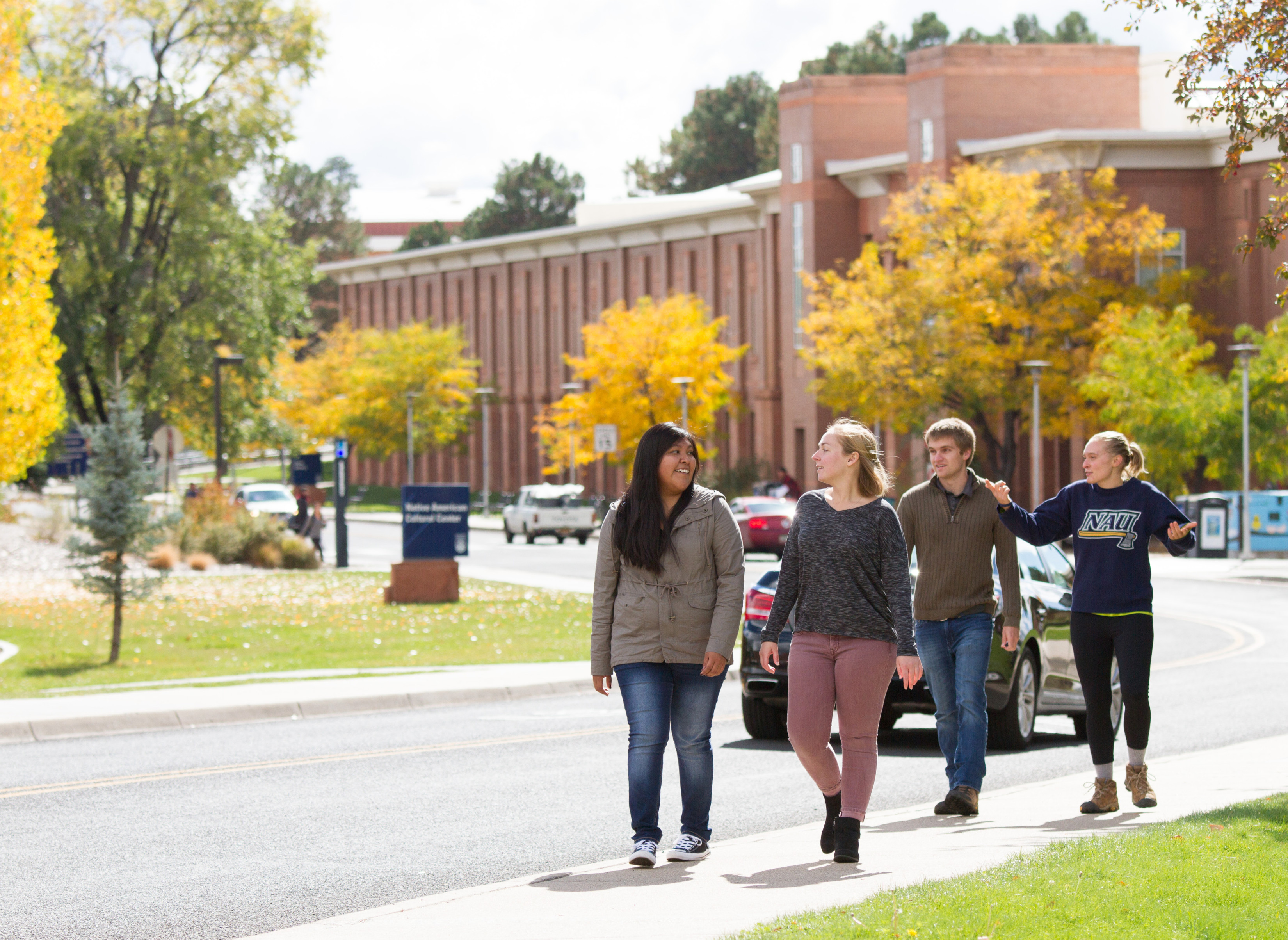 A photo of students walking on campus.