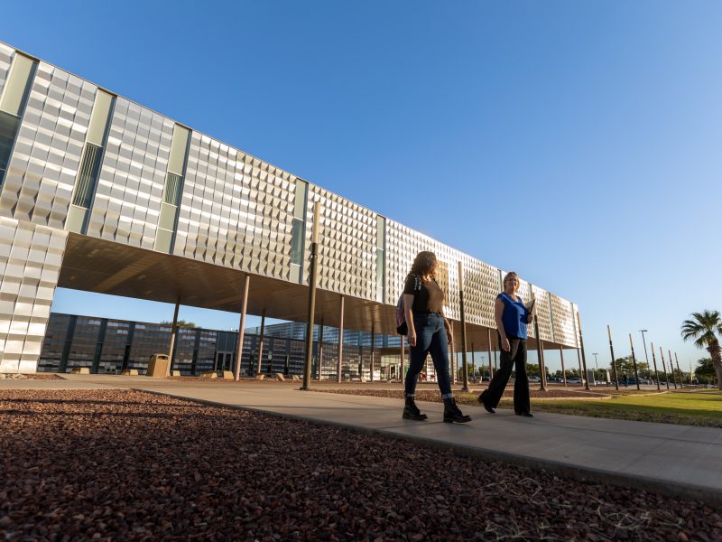 A photo of students walking at the Yuma campus.