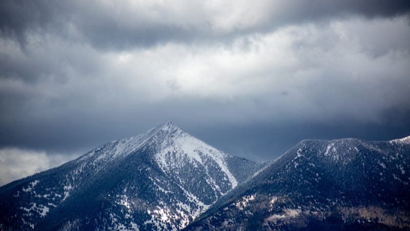 The snow peaked mountains in Flagstaff, Arizona