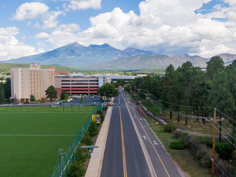 An image of the beautiful, summer, mountain view from Northern Arizona University.