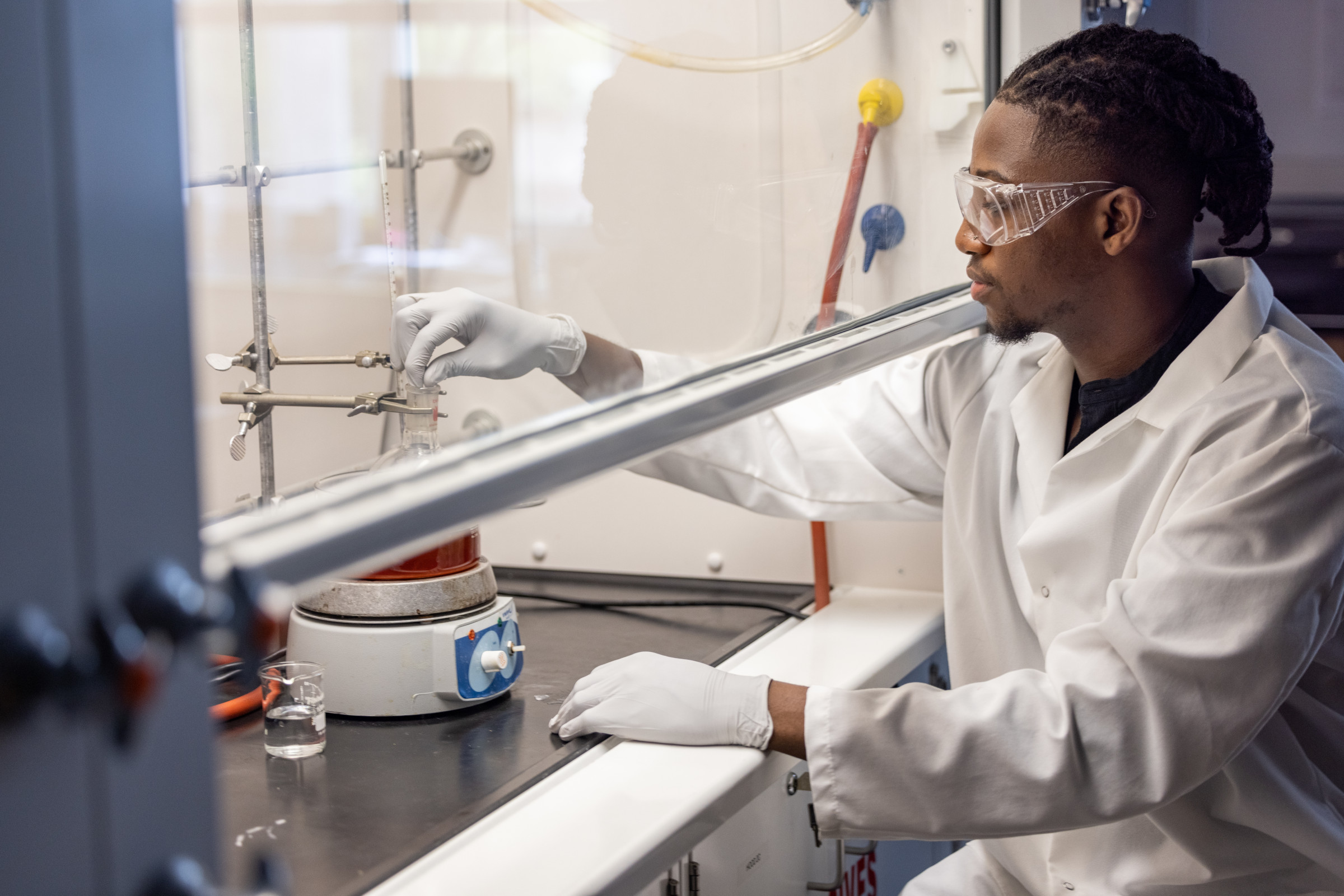 Student working in a lab.