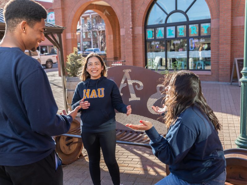 A photo of first generation students in downtown Flagstaff.