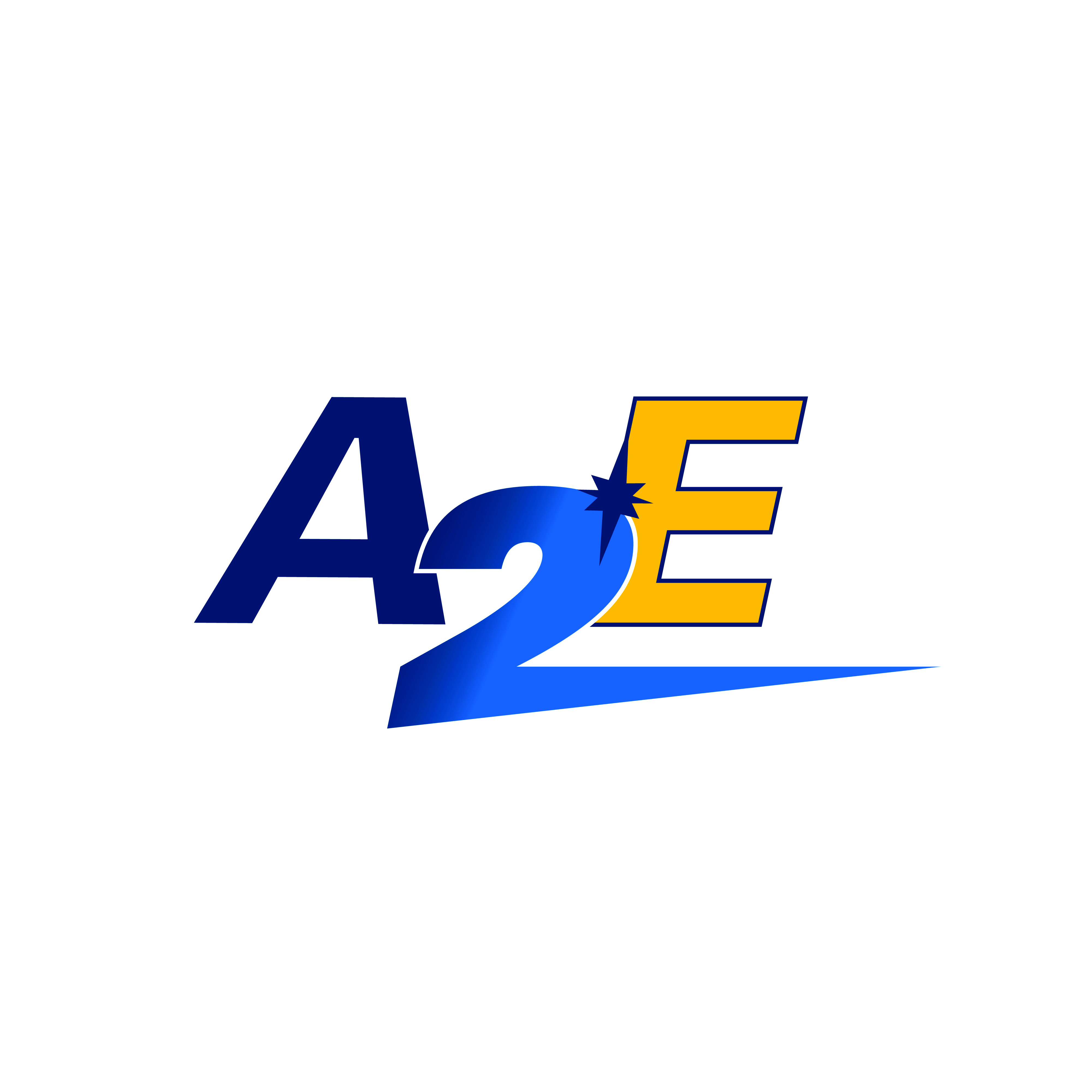 Access2Excellence logo reading "A2E" in blue and yellow block letters.