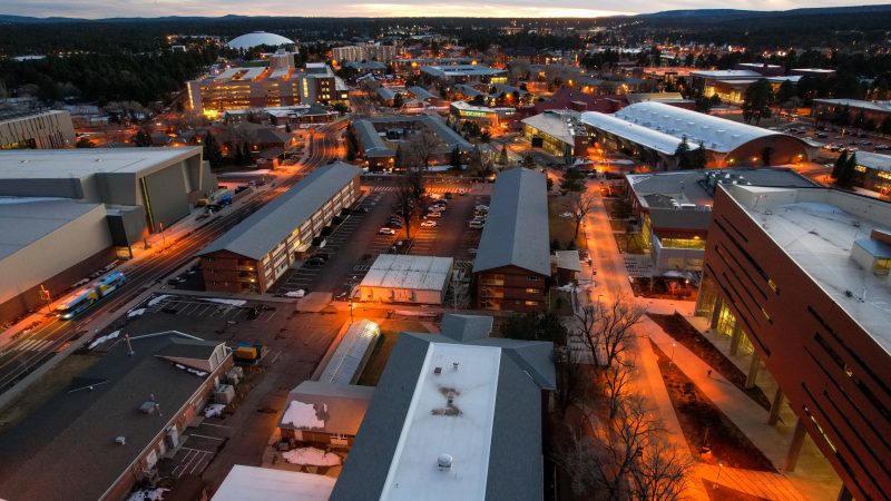 Aerial photo of Northern Arizona University's Flagstaff campus.