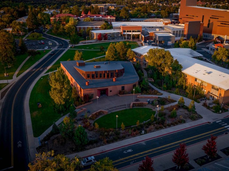 Overview of Northern Arizona University during the sunset..