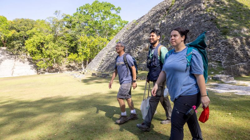 N A U students studying archaeology in Belize.