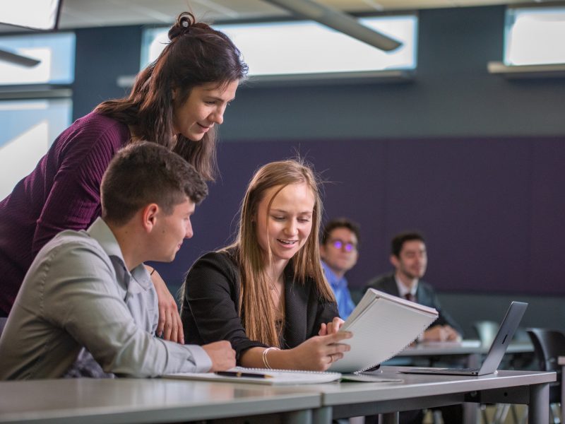 N A U Franke School of Business students work in class.