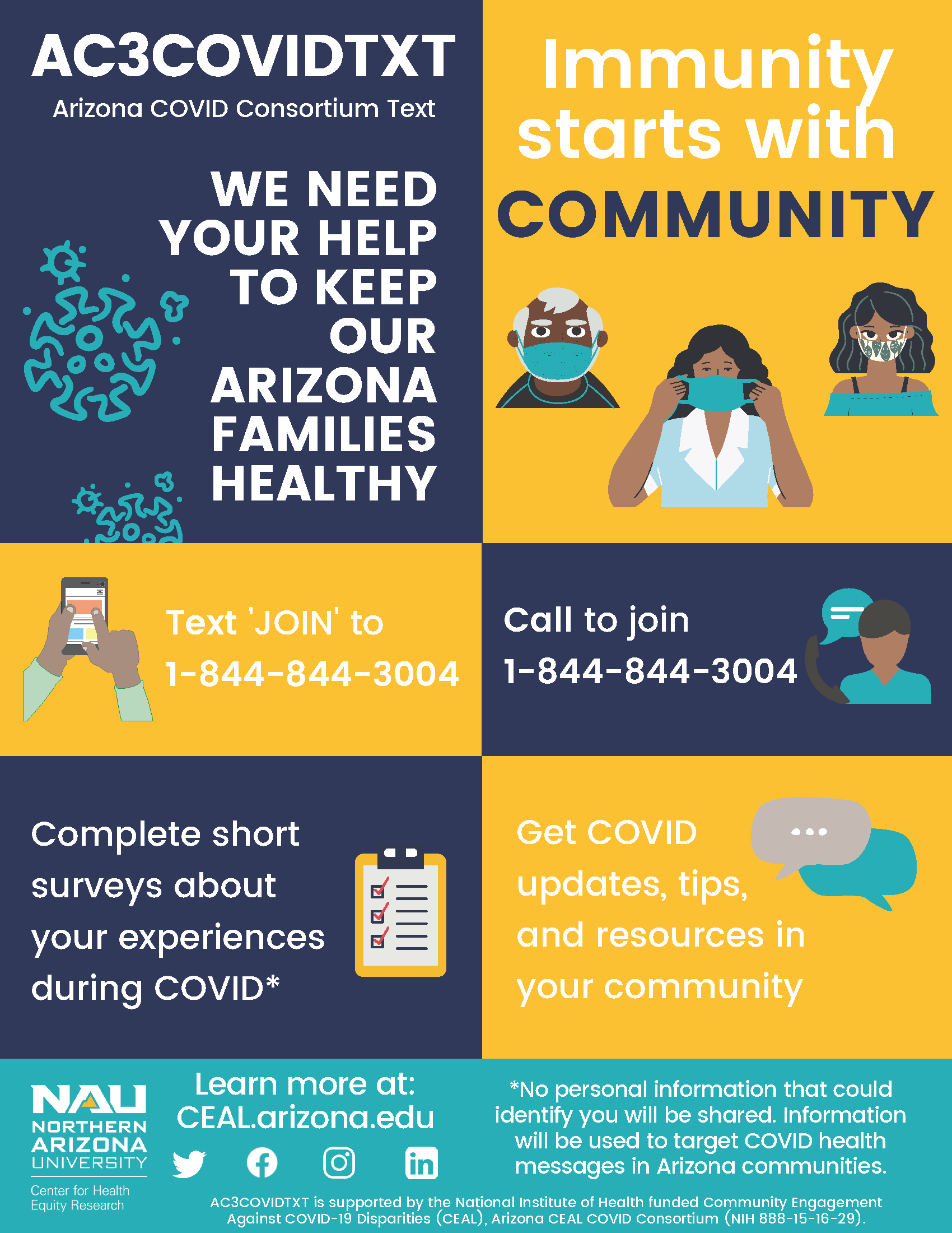 COVID information flyer in English.